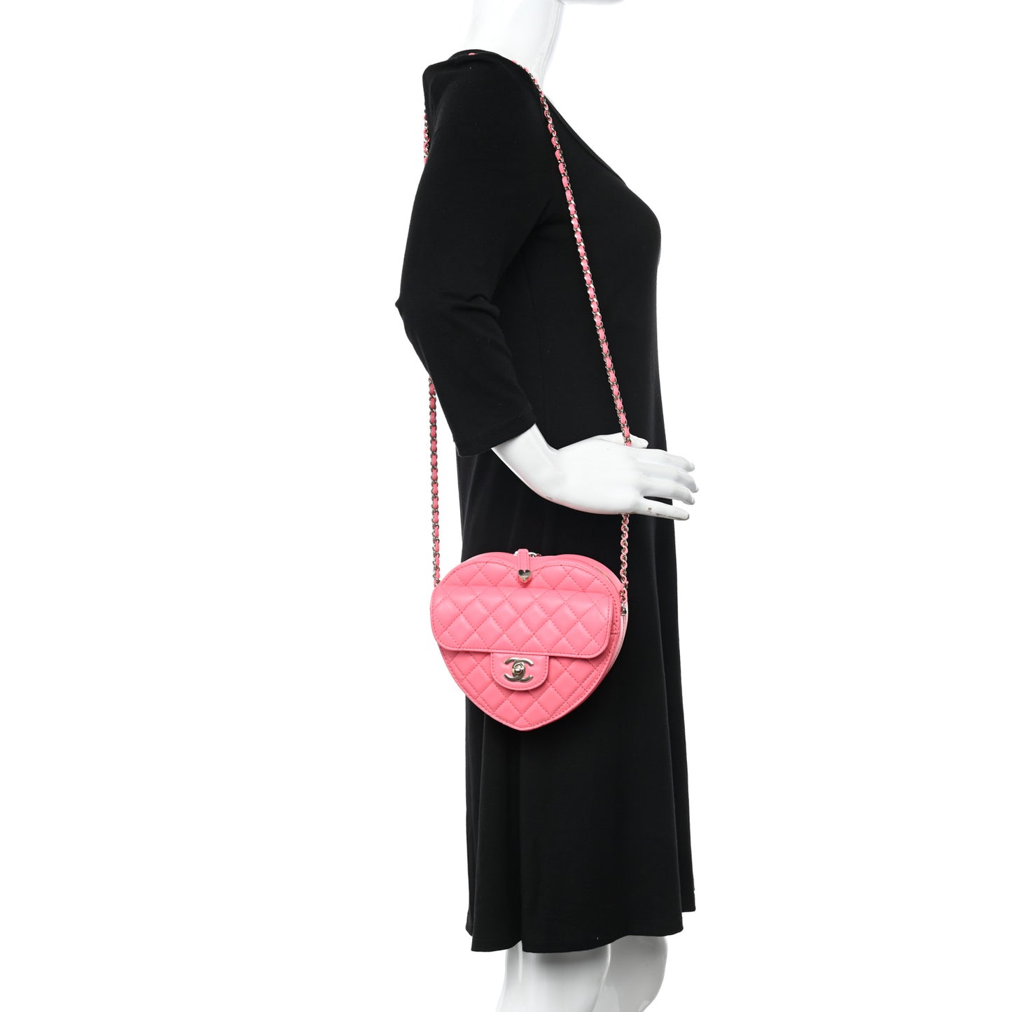 Lambskin Quilted CC In Love Heart Bag Pink