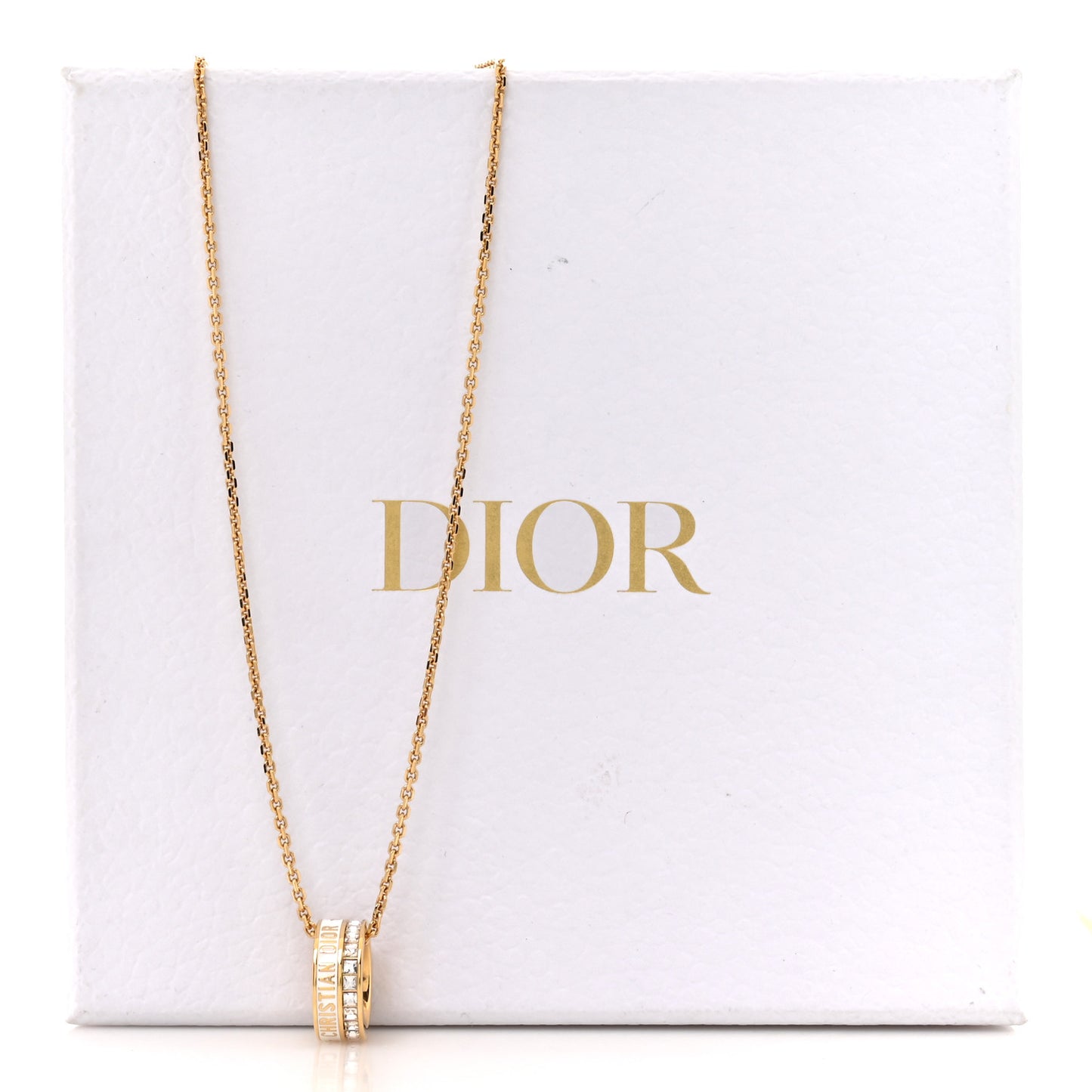 Metal Lacquer Crystal Night Code Necklace Gold White