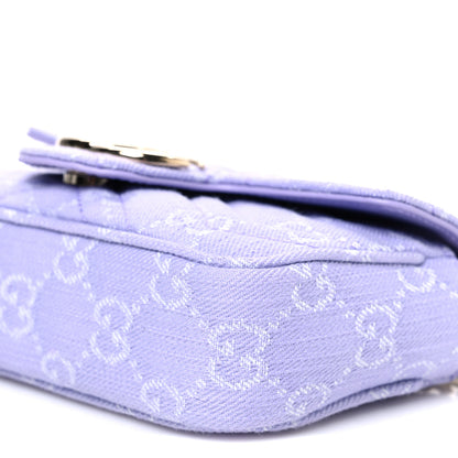 Gucci Denim GG Monogram Mini GG Marmont Shoulder Bag Light Purple 10 of 10