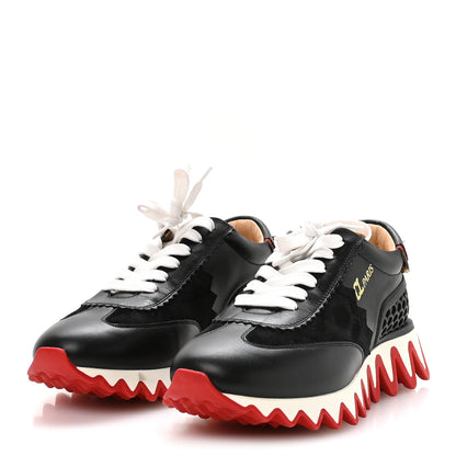 Christian Louboutin Calfskin Suede Patent Womens Loubishark Sneakers 38.5 Black Loubi 4 of 7