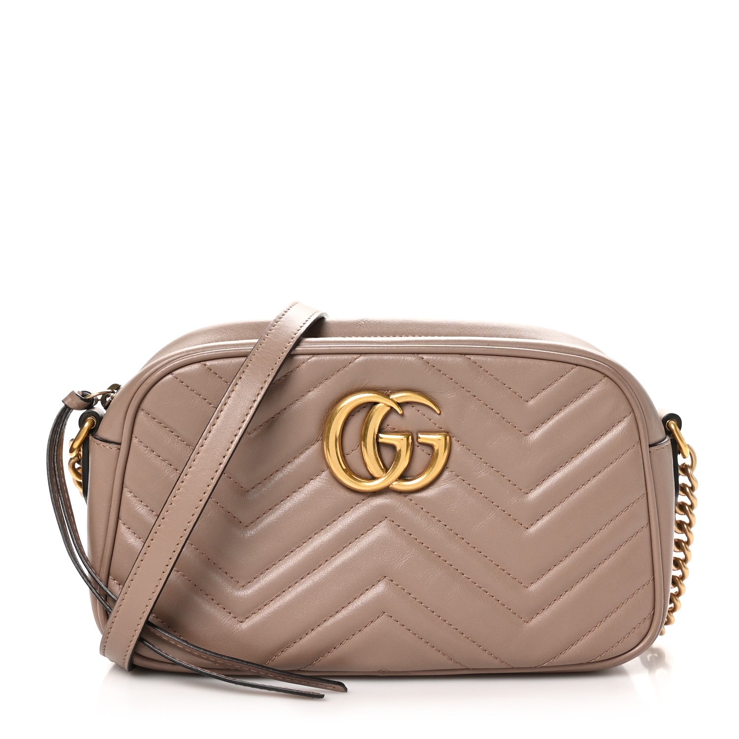 Gucci Calfskin Matelasse Small GG Marmont Chain Shoulder Bag Porcelain Rose 1 of 11