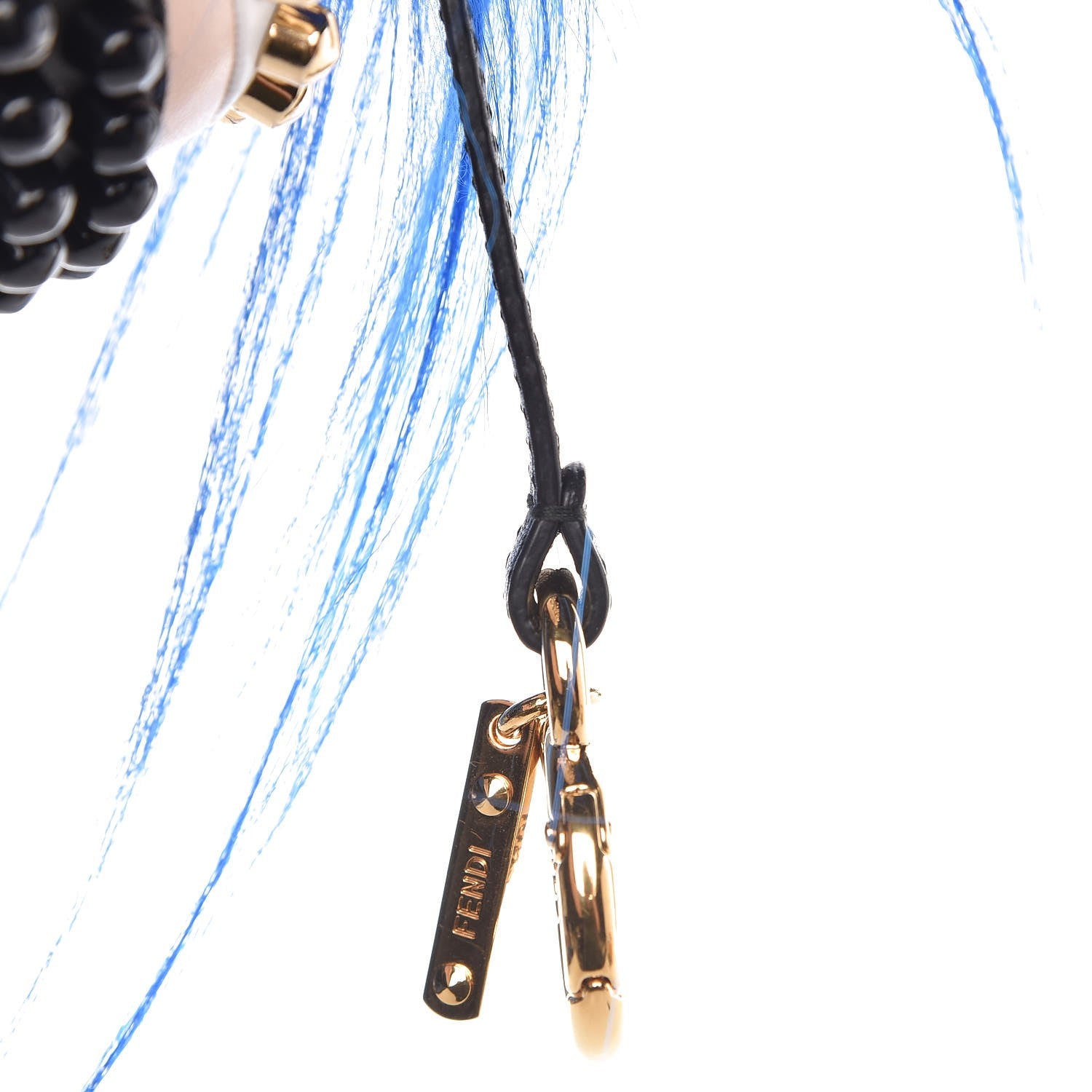 Fendi Lambskin Goat Fur Studded Punkarlito Bag Charm Blue 6 of 8