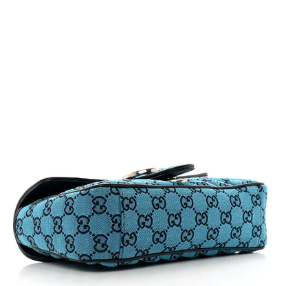 Gucci Monogram Multicolor Matelasse Diagonal Small GG Marmont Shoulder Bag Blue 4 of 10