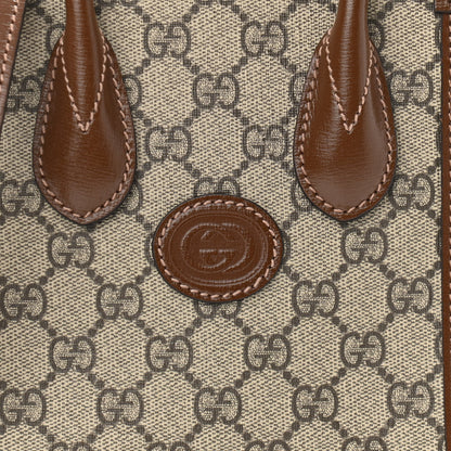 Gucci GG Supreme Monogram Azalea Calfskin Mini Retro Interlocking G Tote Bag Beige Ebony Brown Sugar 8 of 11