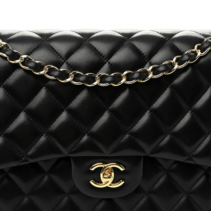 Chanel Lambskin Quilted Jumbo Double Flap Black 8 of 11