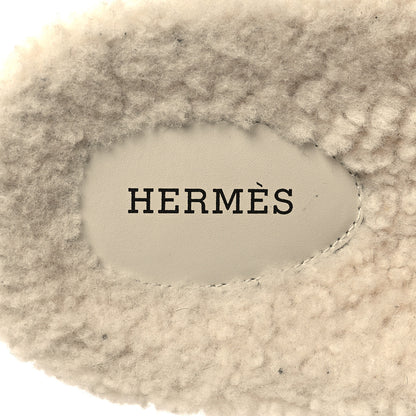 Hermes Matte Alligator Shearling Mens Chypre Sandals 43 Black Ecru 7 of 8