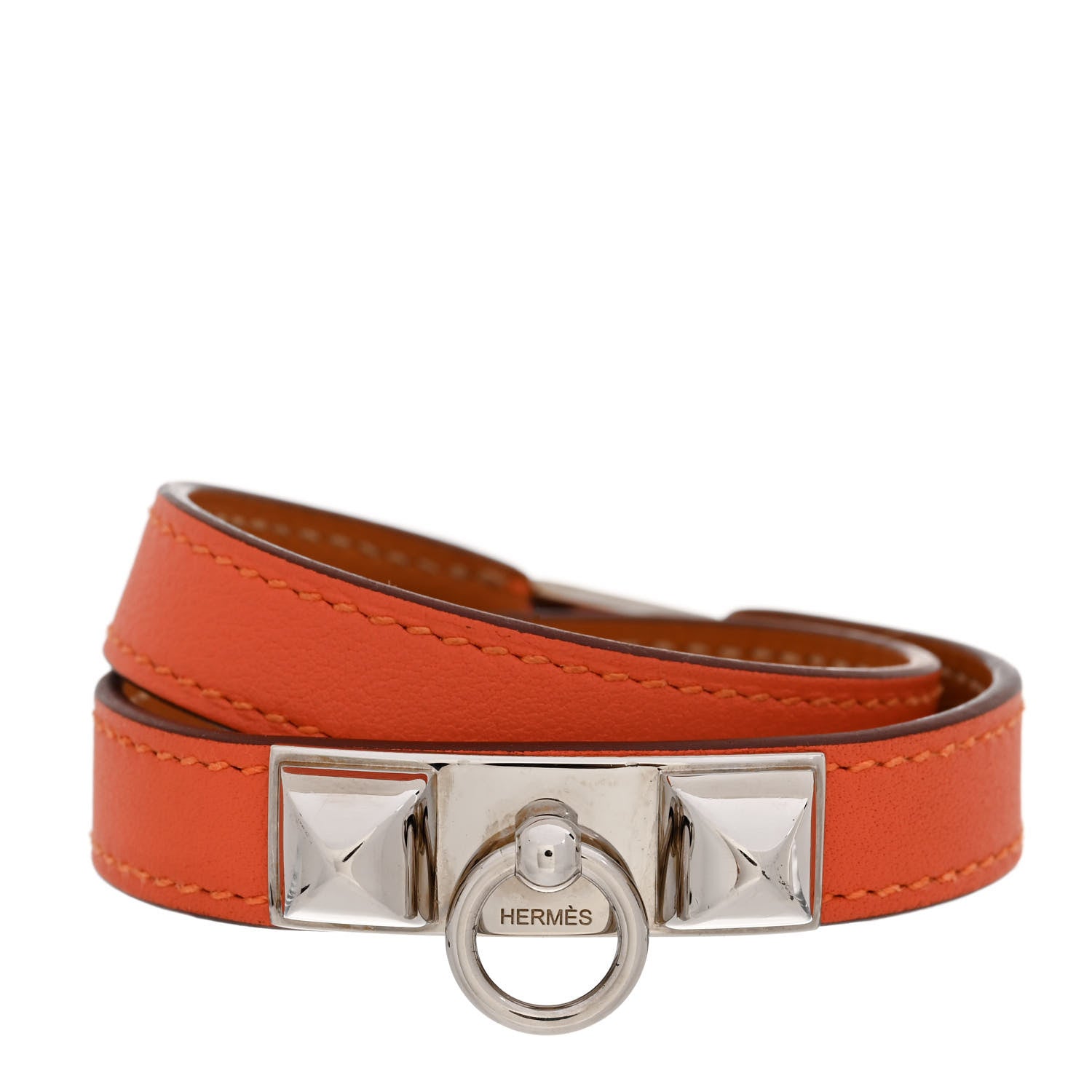 Hermes Swift Rivale Double Tour Bracelet S Orange 1 of 5