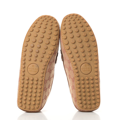 Gucci GG Monogram Suede Mens Driver Loafers 8 Beige Ruggine Cuir 5 of 10