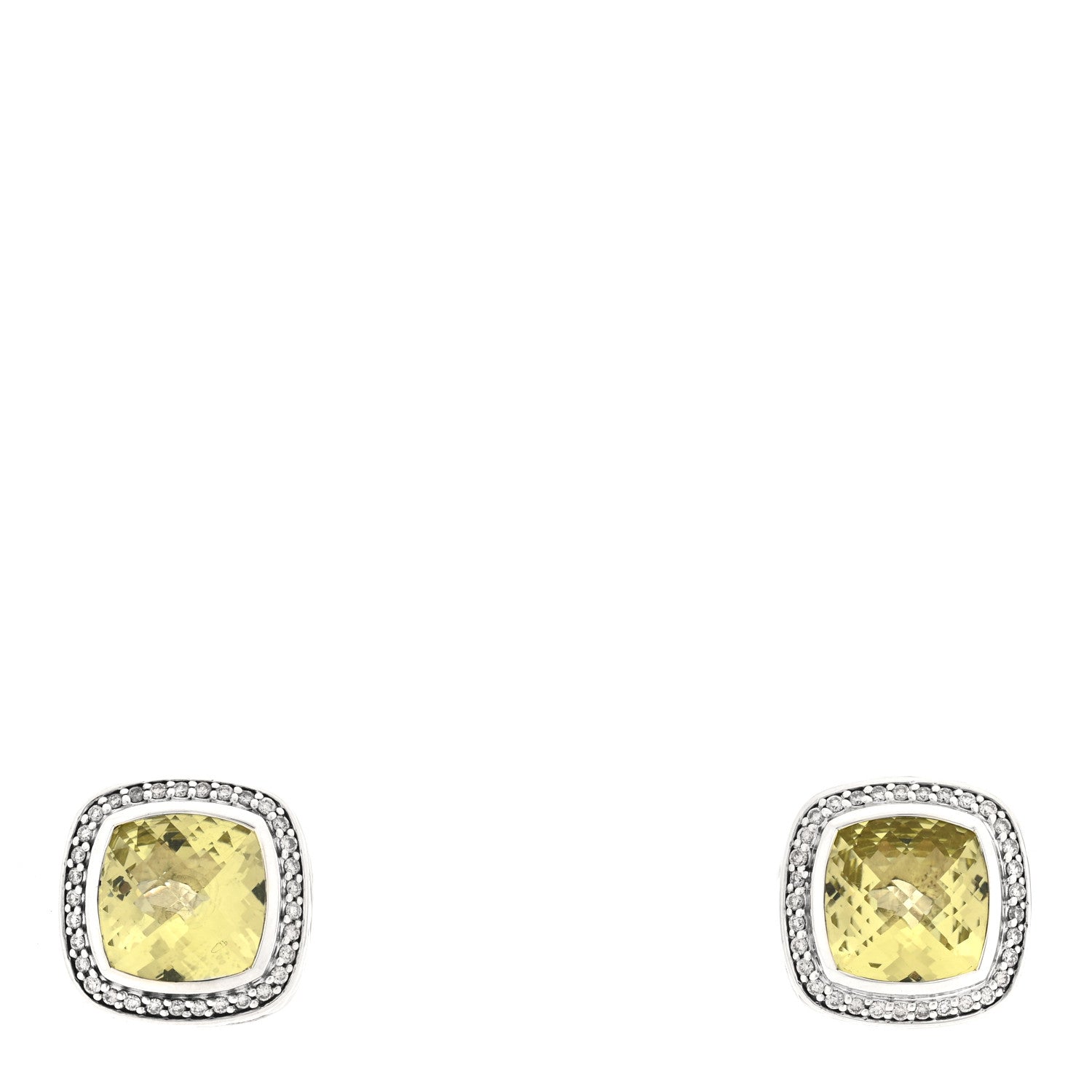 David Yurman Sterling Silver Diamond Lemon Quartz 11mm Albion Earrings 1 of 4