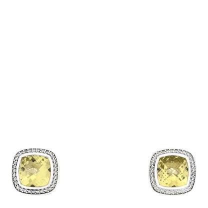 David Yurman Sterling Silver Diamond Lemon Quartz 11mm Albion Earrings 1 of 4