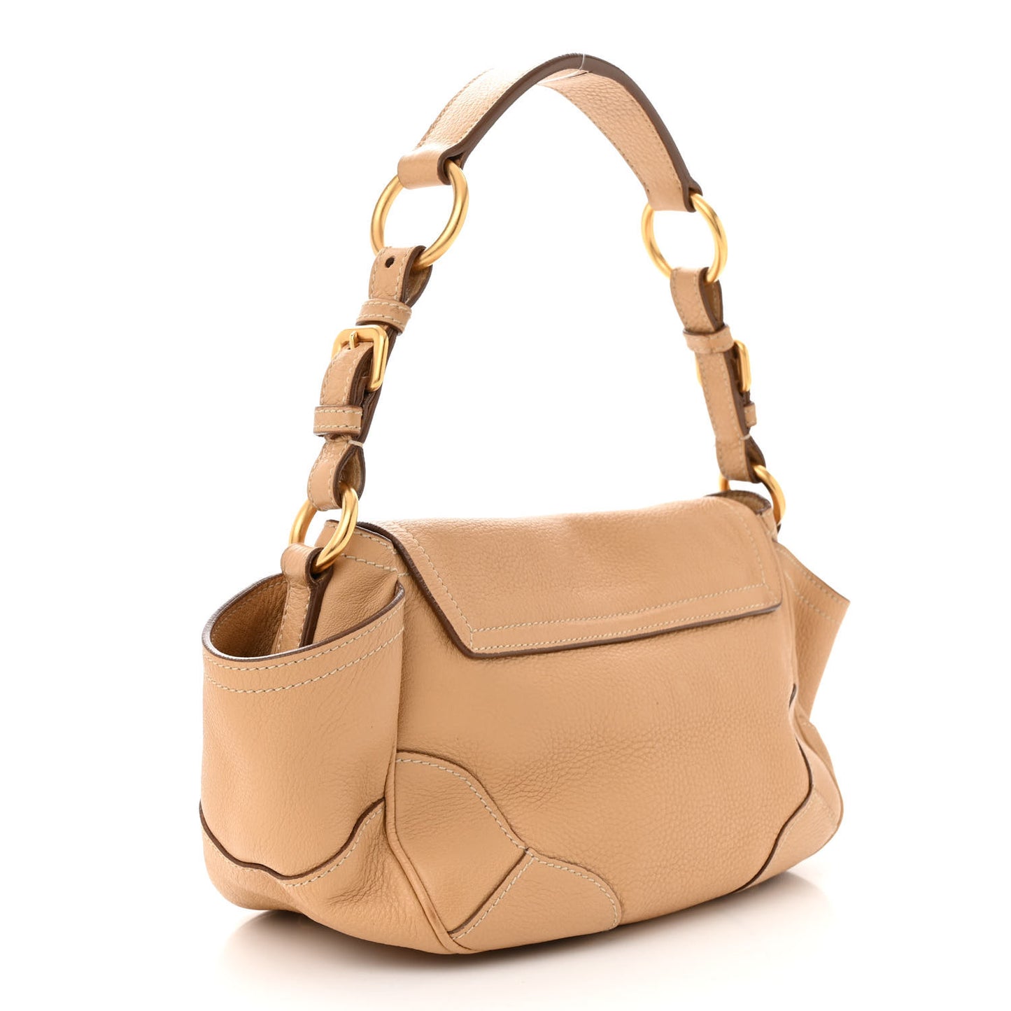 Vitello Daino Flap Shoulder Bag Sughero