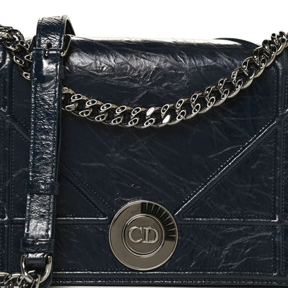 Christian Dior Crinkled Lambskin Cannage Medium Diorama Flap Bag Navy 9 of 11