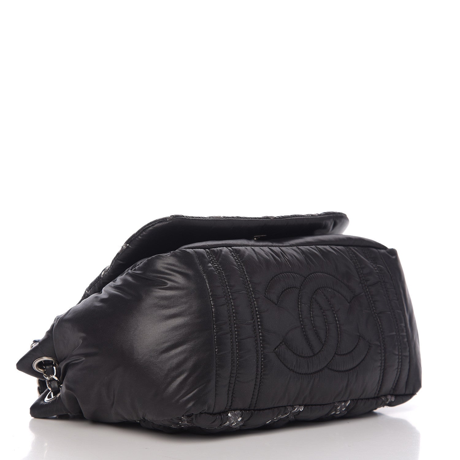 Chanel Nylon Quilted Tweed Stitch Bubble Flap Black 3 of 9