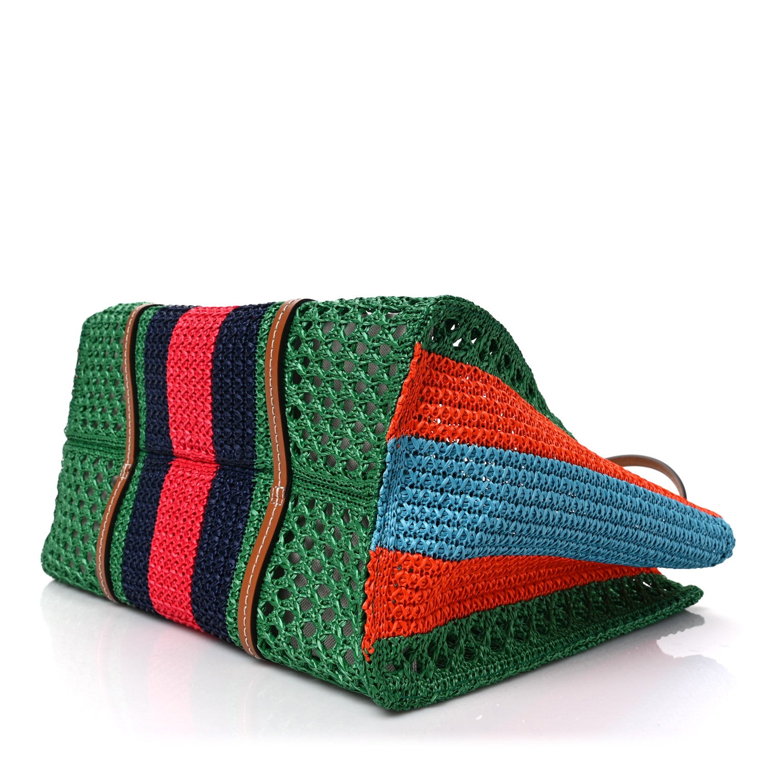 Gucci Raffia Web Woven Medium Interlocking G Tote Green 7 of 16