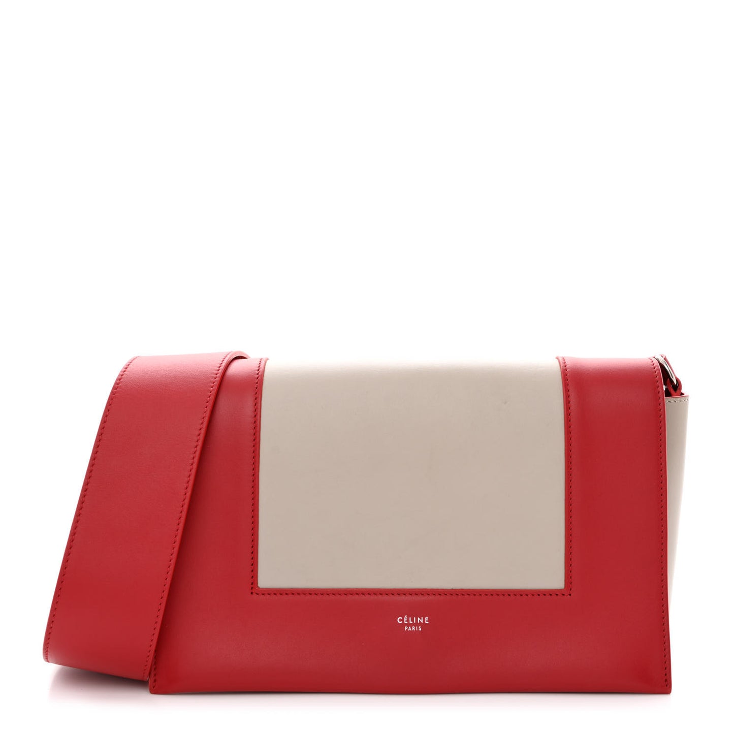 Shiny Smooth Calfskin Medium Frame Shoulder Bag Poppy Red Clay