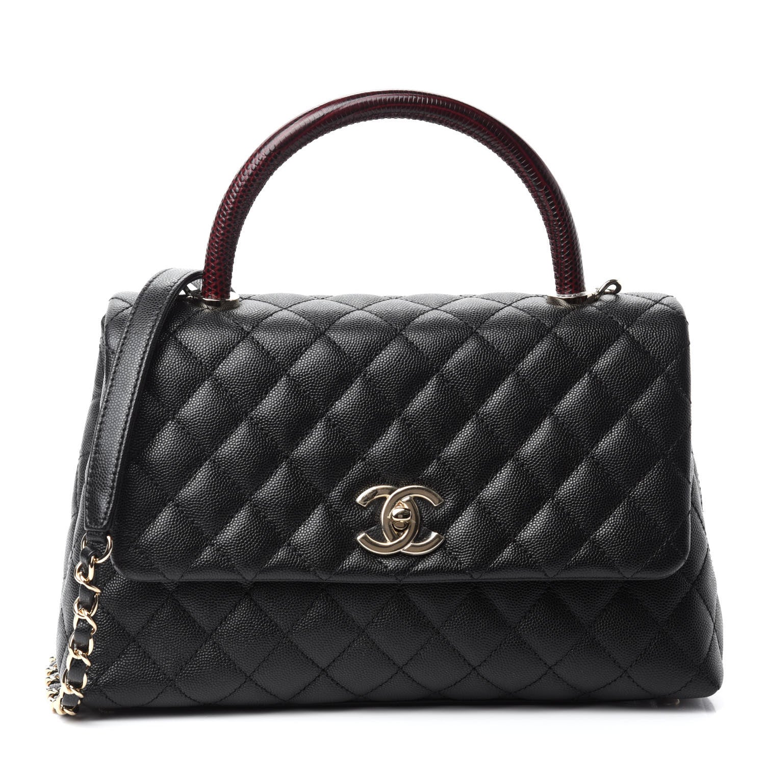 Chanel Caviar Lizard Embossed Quilted Small Coco Handle Flap Black 1 of 10