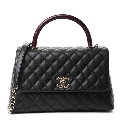 Chanel Caviar Lizard Embossed Quilted Small Coco Handle Flap Black 1 of 10