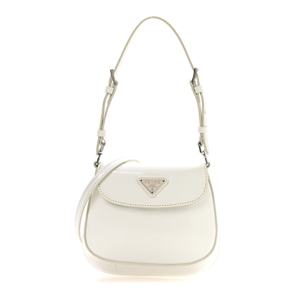 Prada Spazzolato Mini Cleo Flap Adjustable Strap Shoulder Bag White 1 of 9