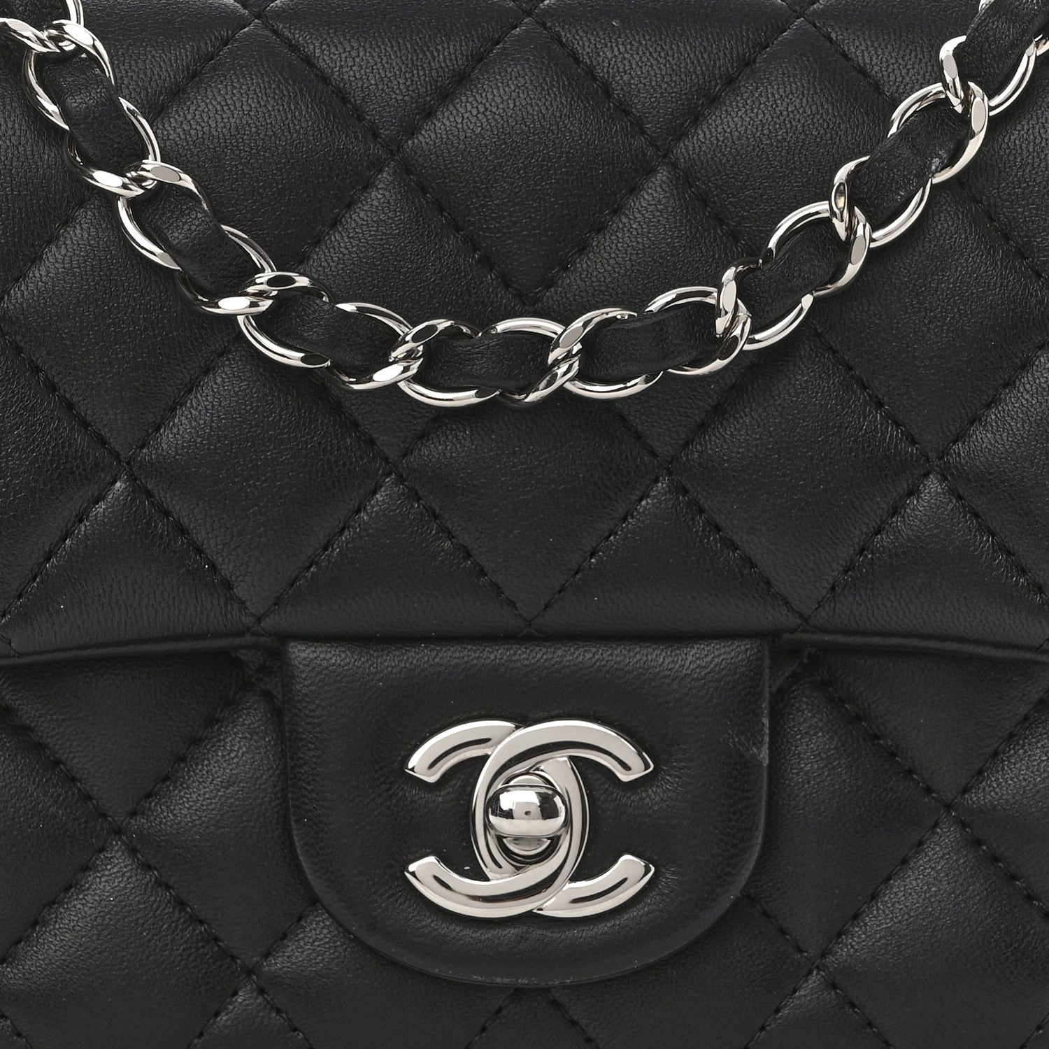 Chanel Lambskin Quilted Mini Square Flap Black 9 of 11