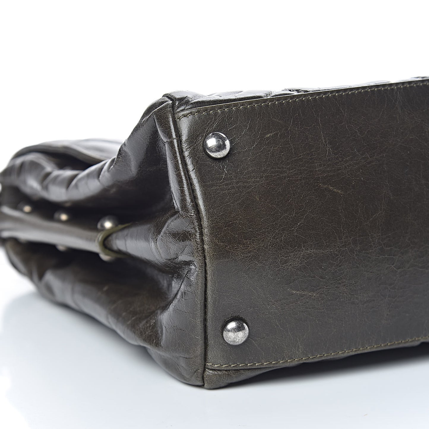 Glazed Calfskin Boy Satchel Flap Dark Grey