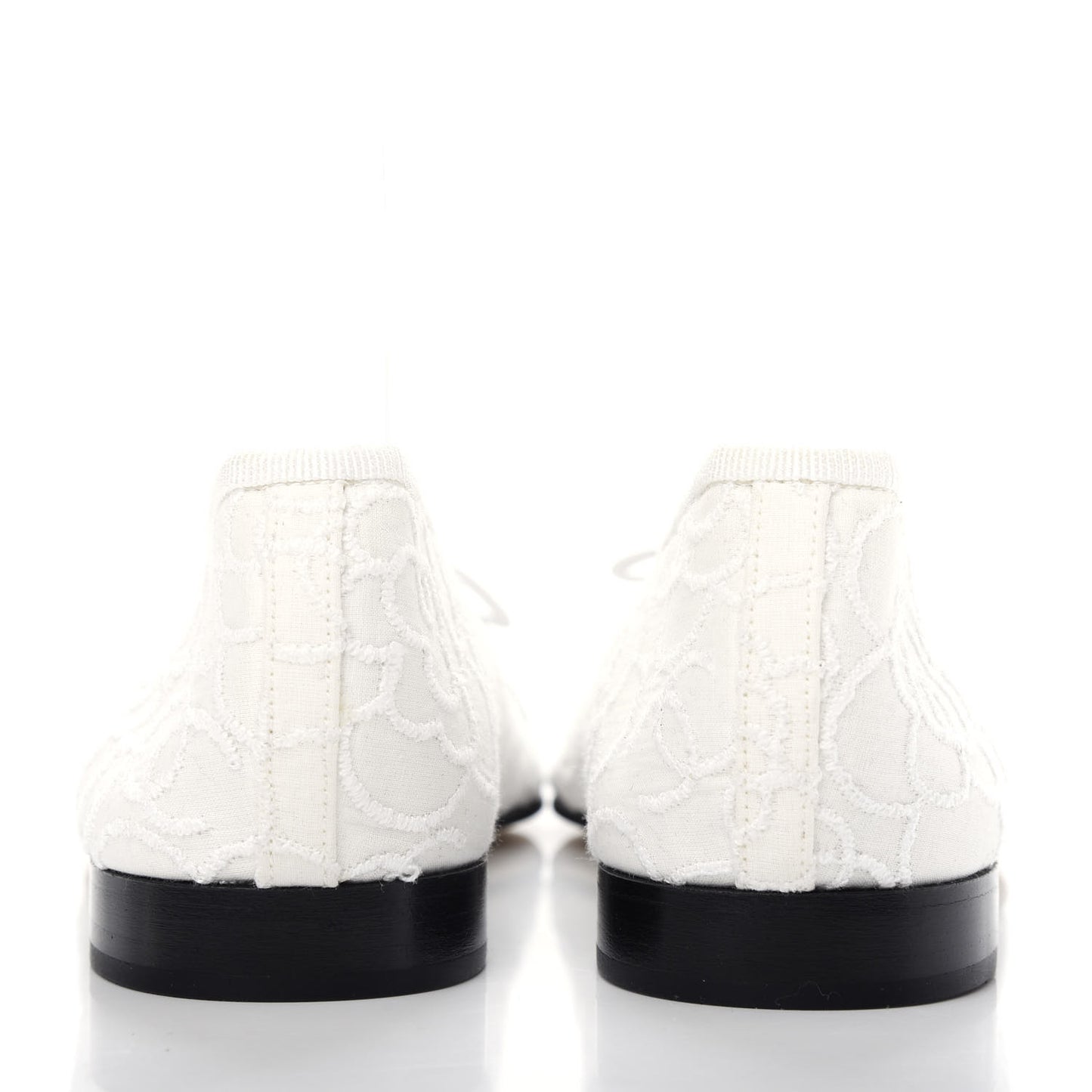 Fabric Camellia Embroidered Cap Toe Ballerina Flats 37 White Black