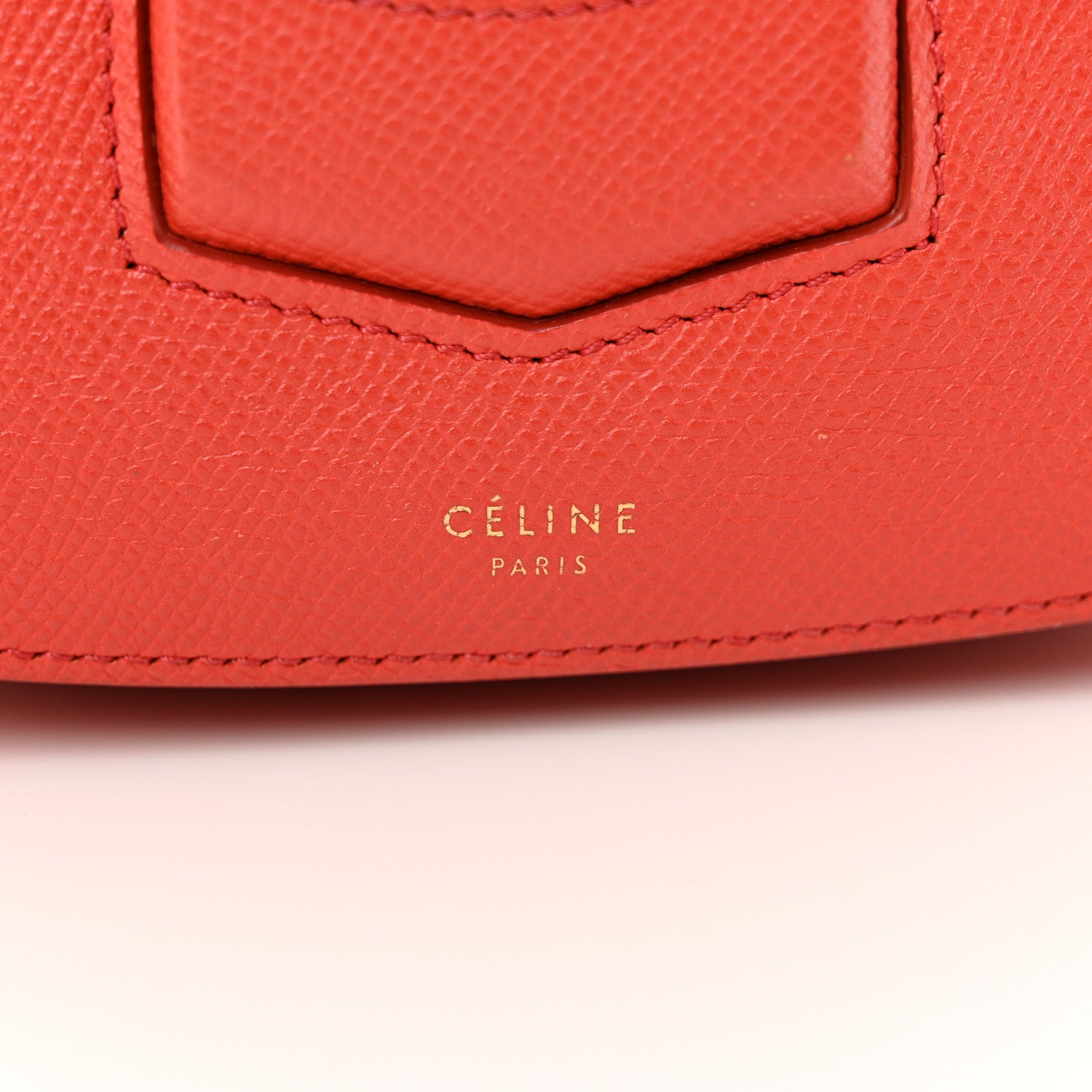 Celine Grained Calfskin Medium Trotteur Bright Red 7 of 12