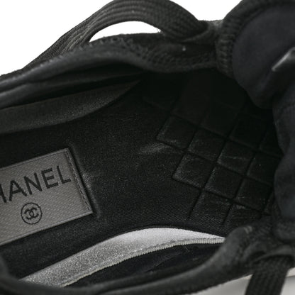 Chanel Velvet Calfskin Mixed Fibers CC Sneakers 40 Black 10 of 11