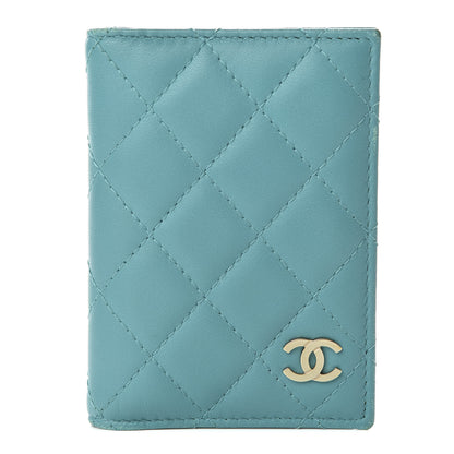 Chanel Lambskin Quilted Card Holder Wallet Turquoise 1 of 8