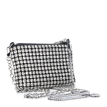 Alexander Wang Mesh Crystal Rhinestone Nano Heiress Shoulder Bag Black Silver 2 of 4