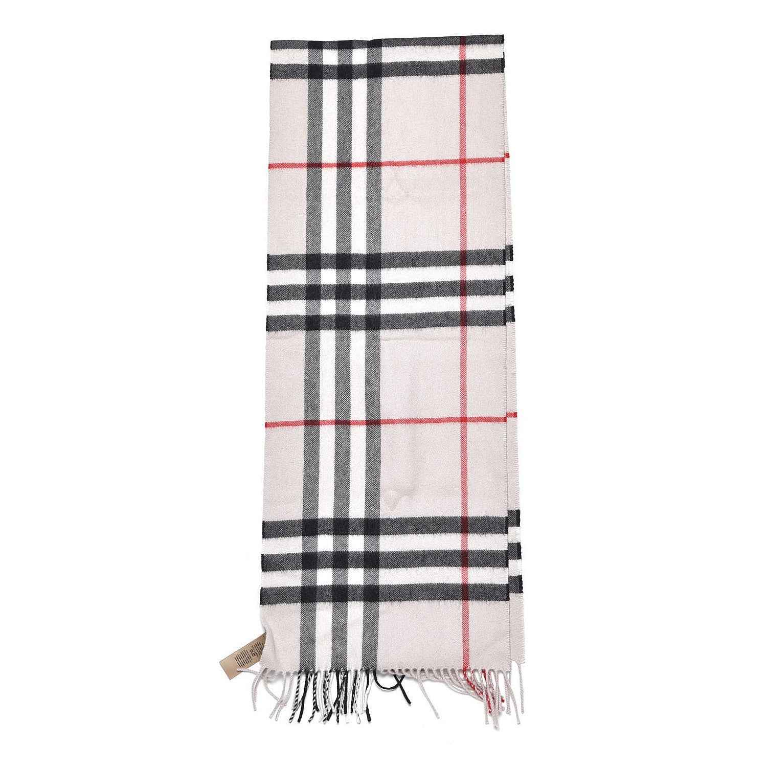 Burberry Cashmere Giant Check Fringe Scarf Ivory 3 of 5