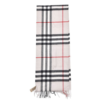 Burberry Cashmere Giant Check Fringe Scarf Ivory 3 of 5