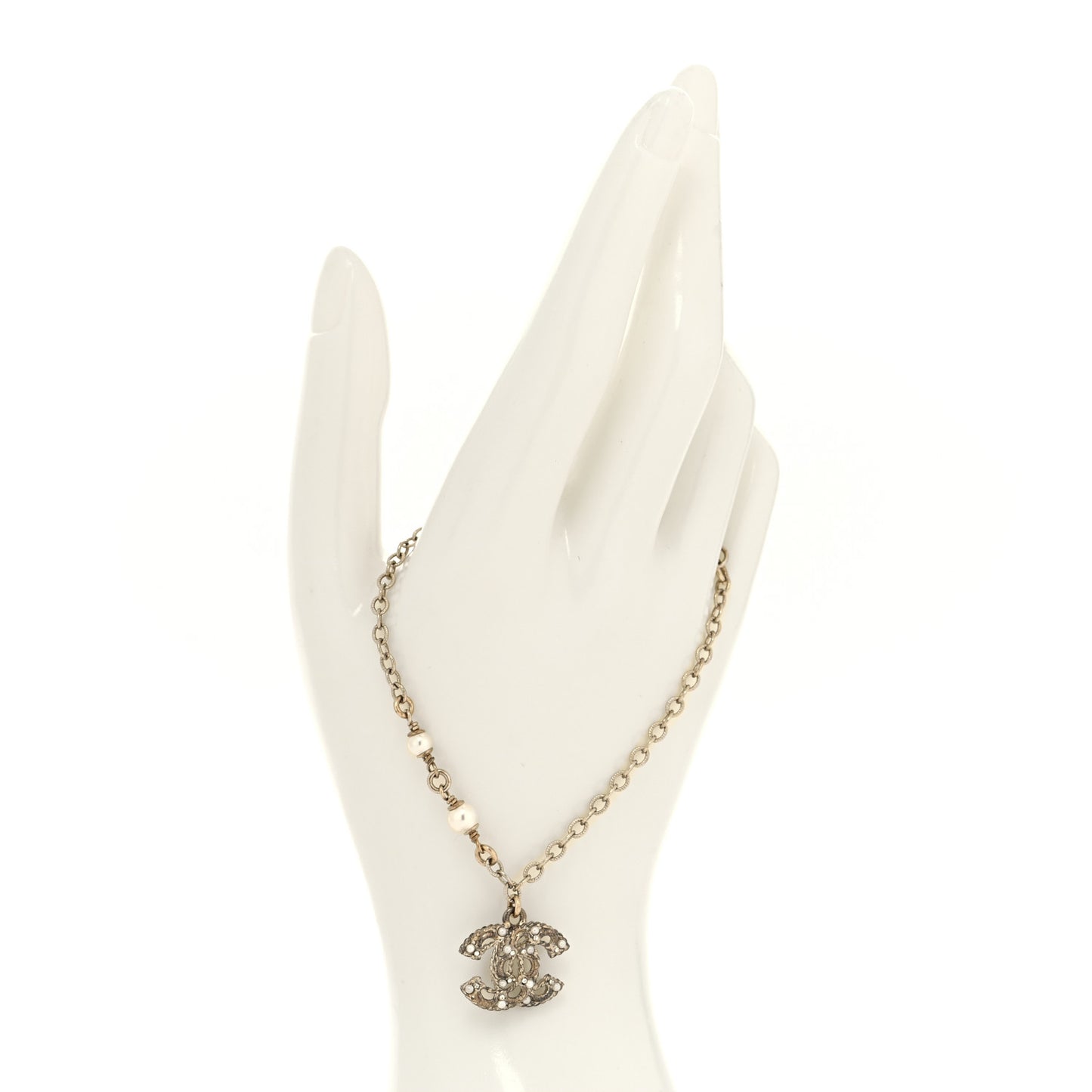 Pearl Crystal CC Bracelet Light Gold