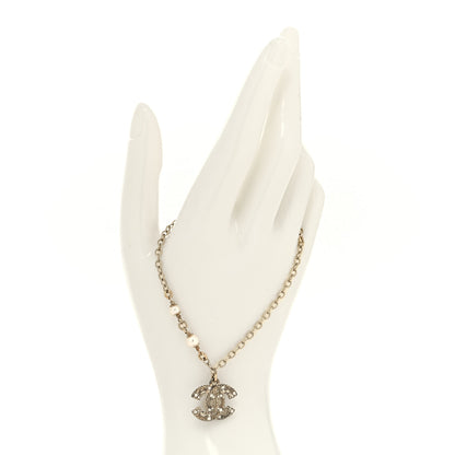 Chanel Pearl Crystal CC Bracelet Light Gold 2 of 5