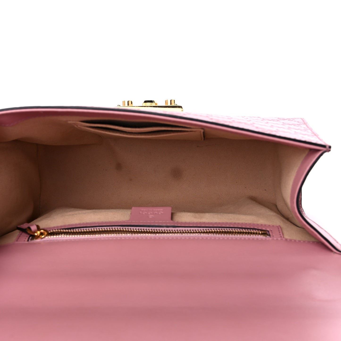 Guccissima Signature Medium Padlock Shoulder Bag Rose Baby Candy