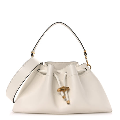 Jimmy Choo Smooth Shiny Calfskin Cinch M Bucket Bag White 1 of 12