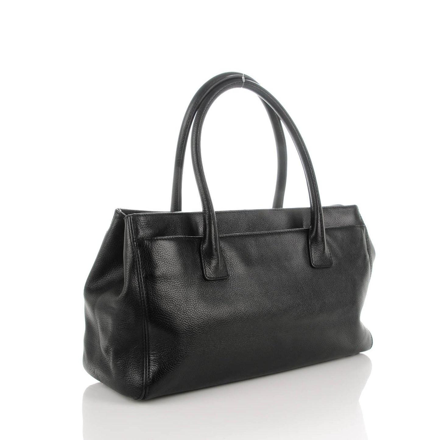 Calfskin Mademoiselle Lock Cerf Shopper Tote Black