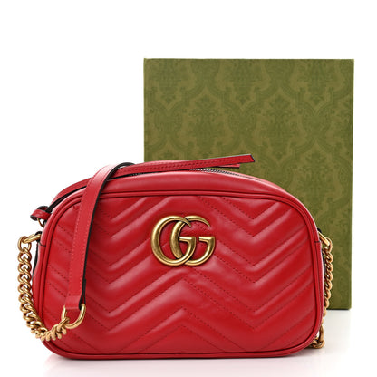 Gucci Calfskin Matelasse Small GG Marmont Chain Shoulder Bag Hibiscus Red 12 of 12