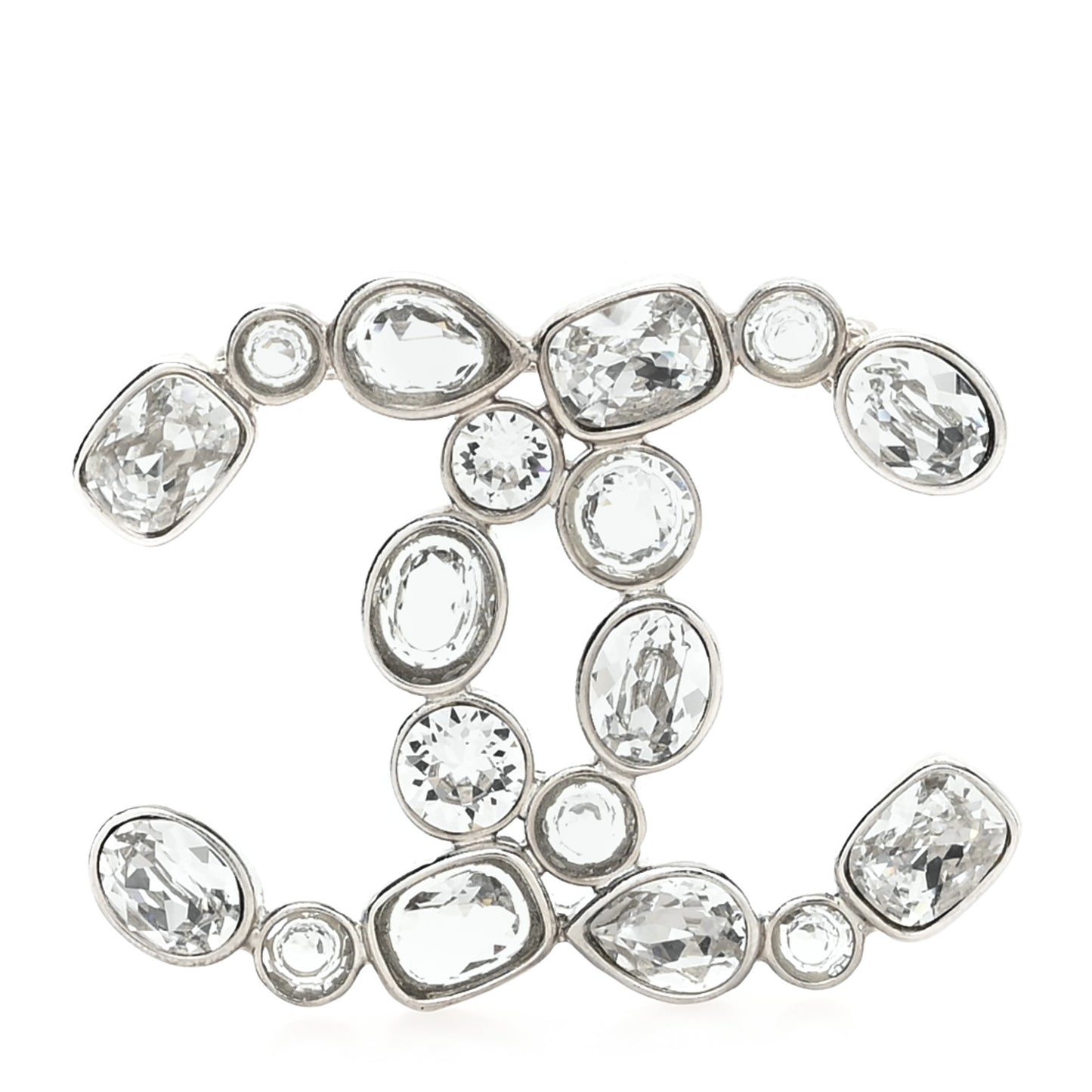 Crystal Baguette CC Brooch Silver