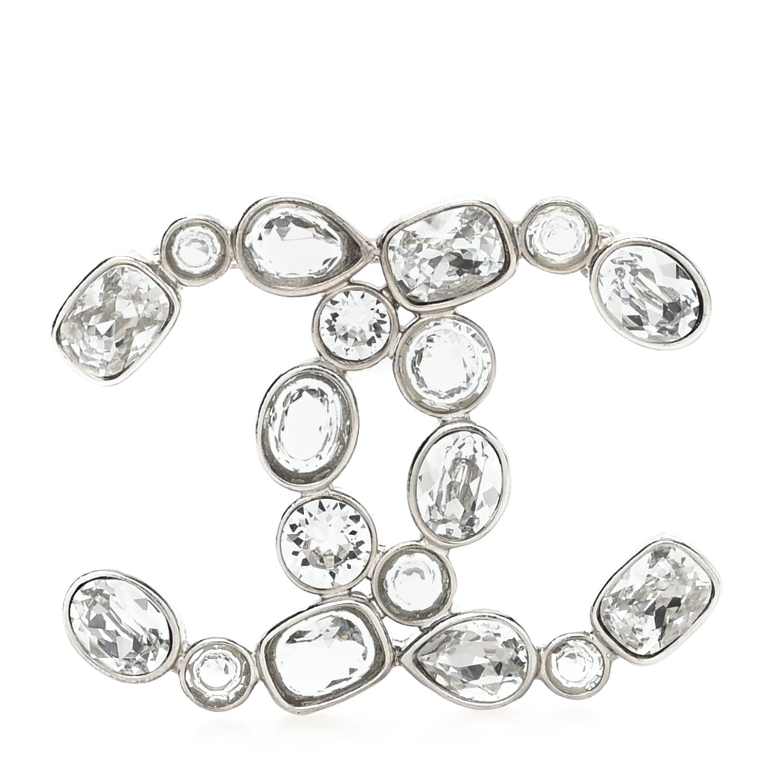 Chanel Crystal Baguette CC Brooch Silver 1 of 3