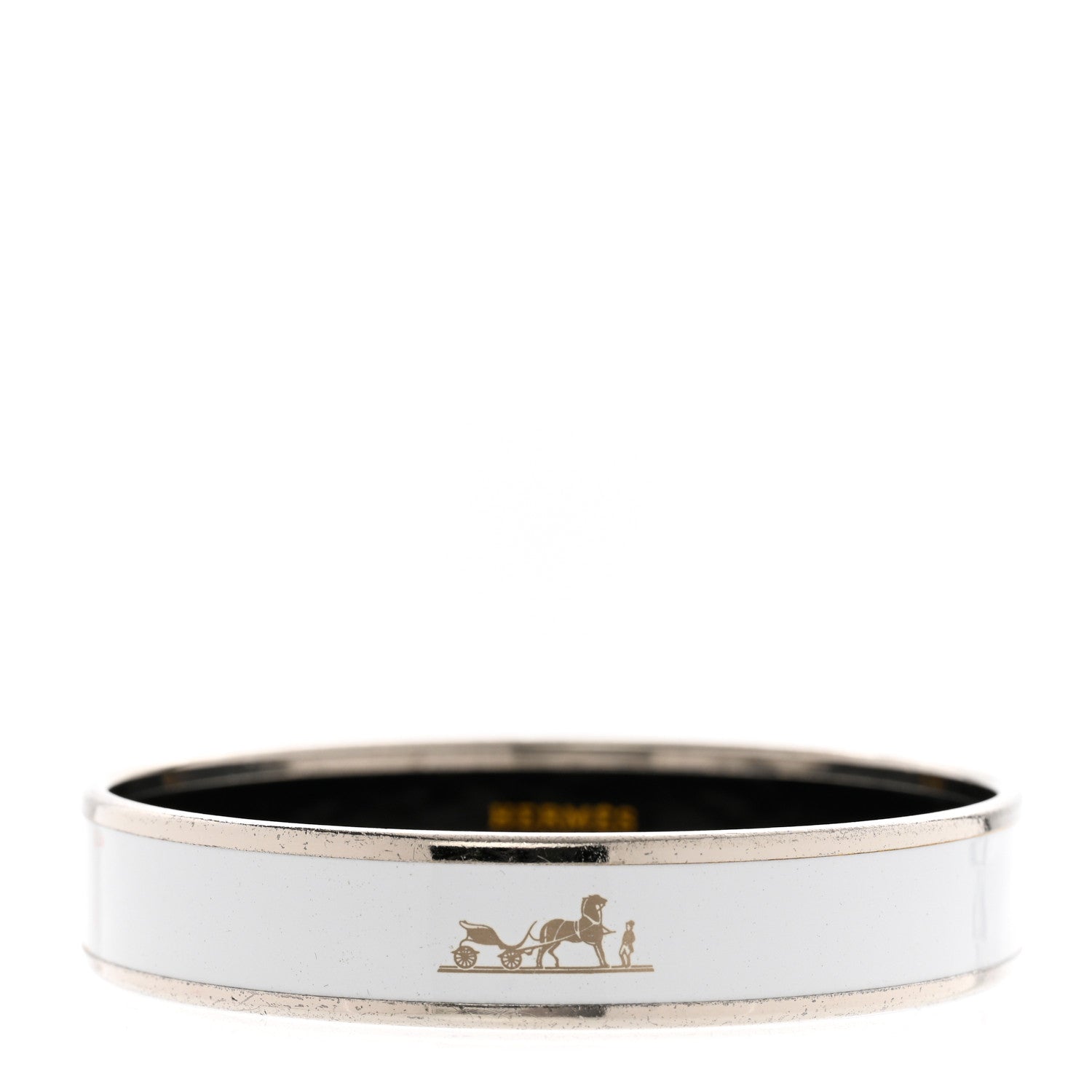 Hermes Enamel Printed Caleche Medium Bracelet 65 White 1 of 7