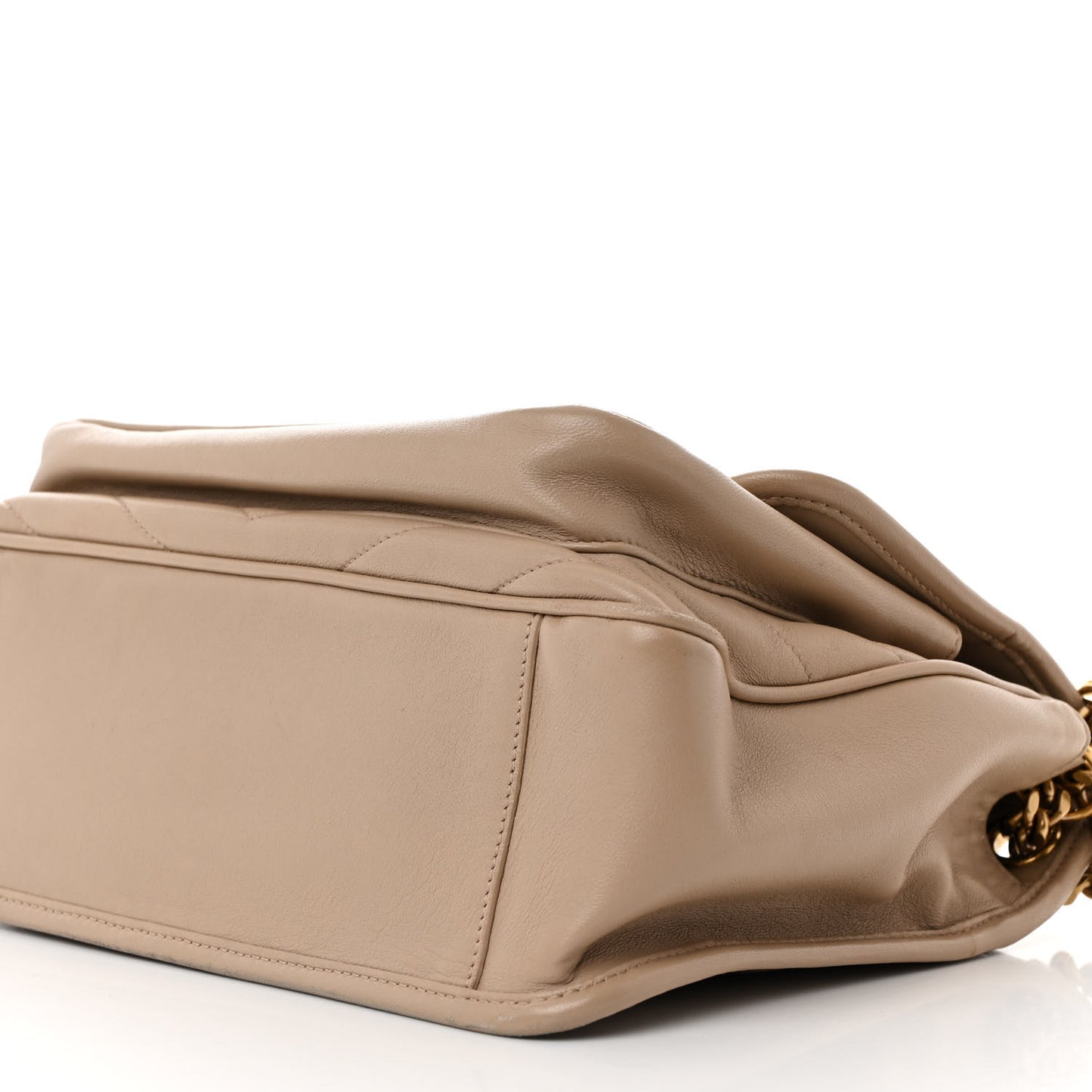 Lambskin Matelasse Monogram Medium Niki Chain Satchel  Dark Beige