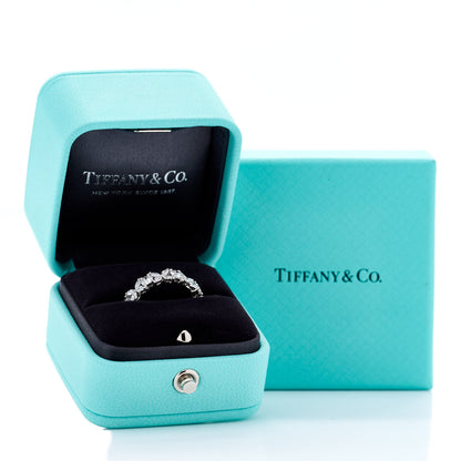 Tiffany Platinum Diamond Victoria Alternating Band Ring 51 5.75 5 of 5