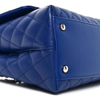 Chanel Caviar Quilted Small Coco Handle Flap Blue 9 of 10