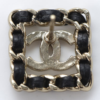 Chanel Crystal Lambskin Chain Sergeant Chanel Stud Earrings Black Gold 5 of 6