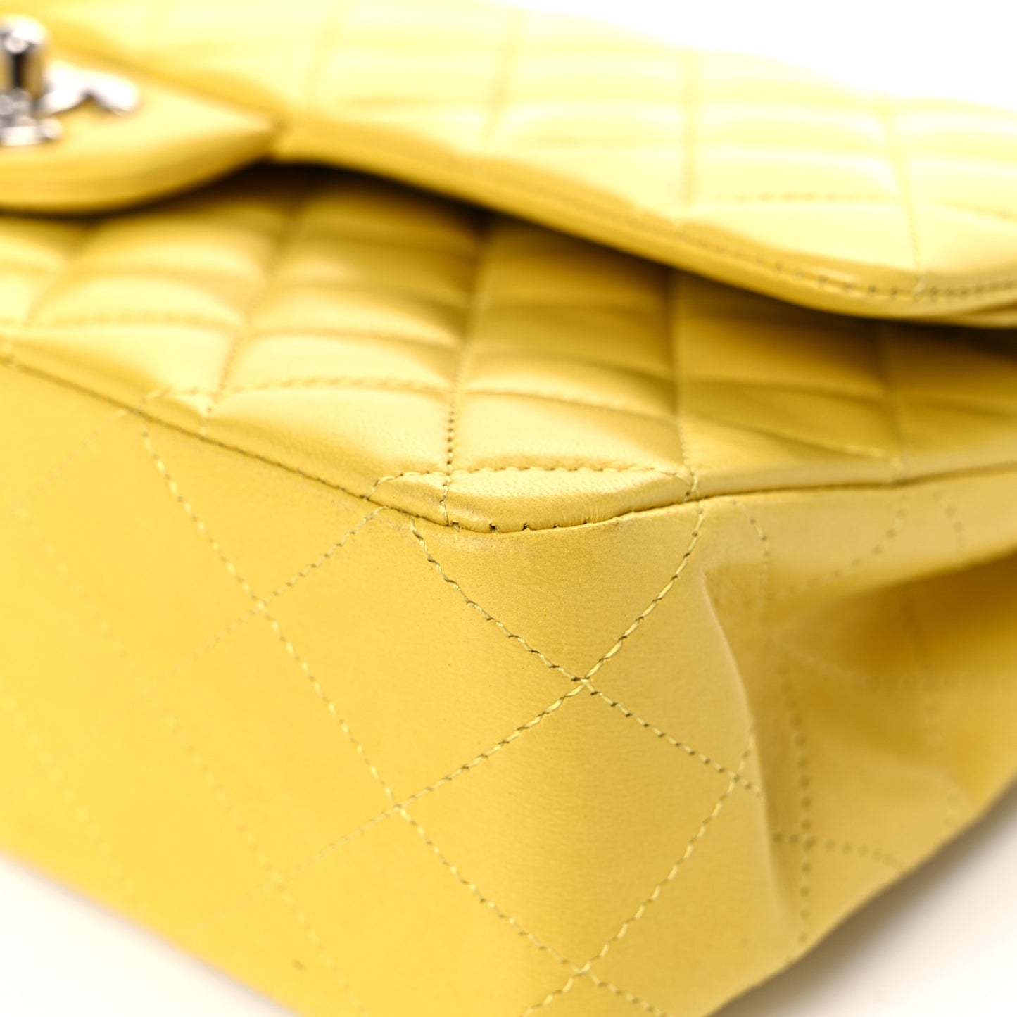 Lambskin Quilted Medium Double Flap Yellow