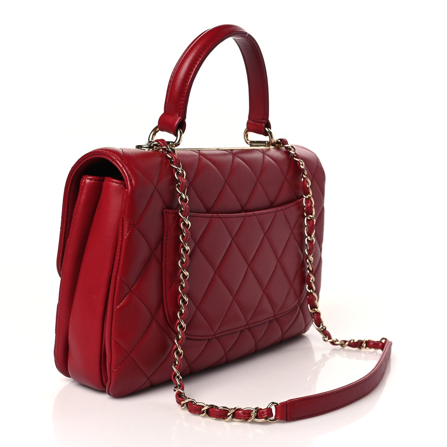 Lambskin Quilted Medium Trendy CC Flap Dual Handle Bag Red