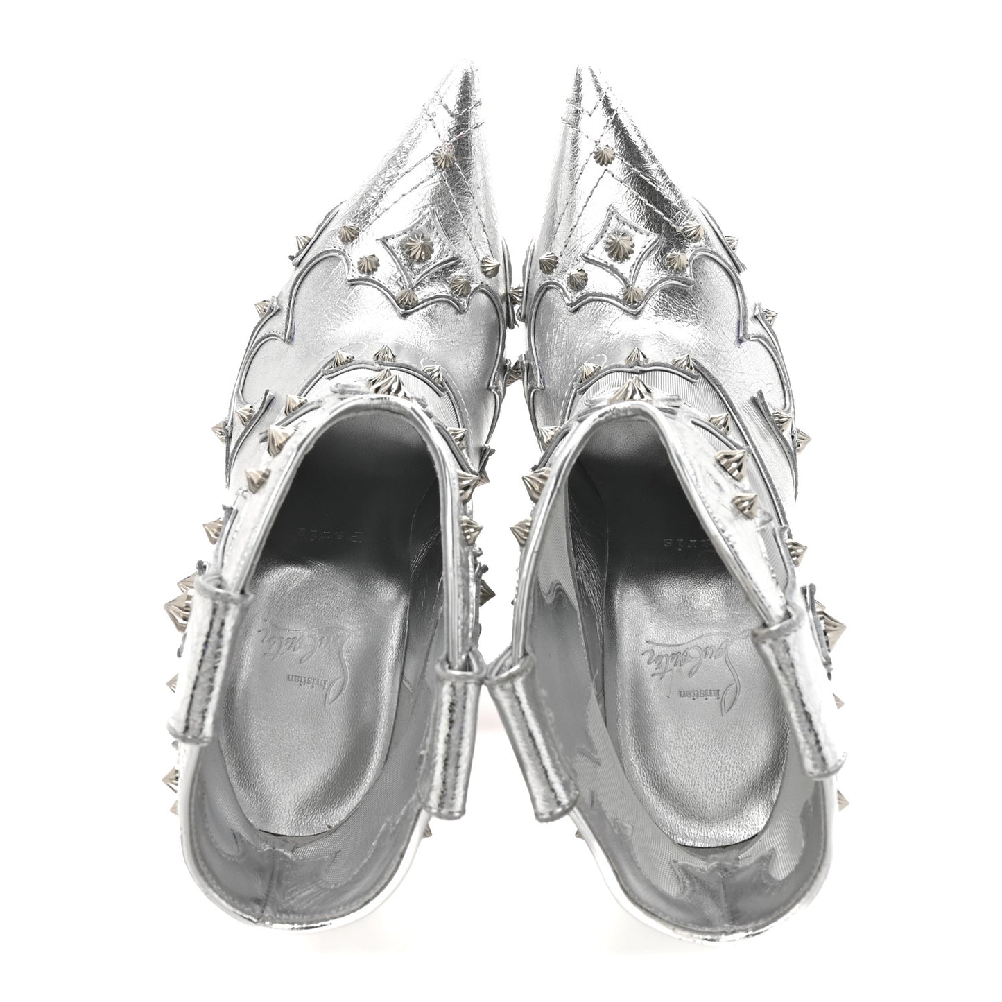 Metallic Calfskin Bootytiang Western 100 Boots 37 Silver