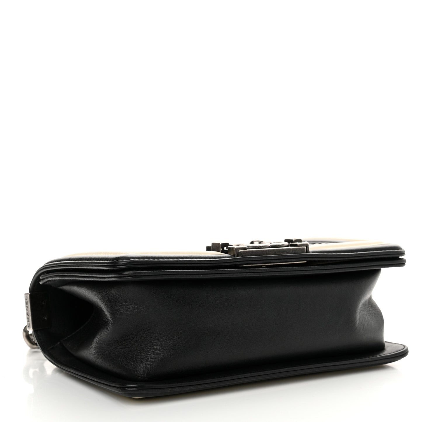 Calfskin Pleated Small Boy In Rome Flap Black White