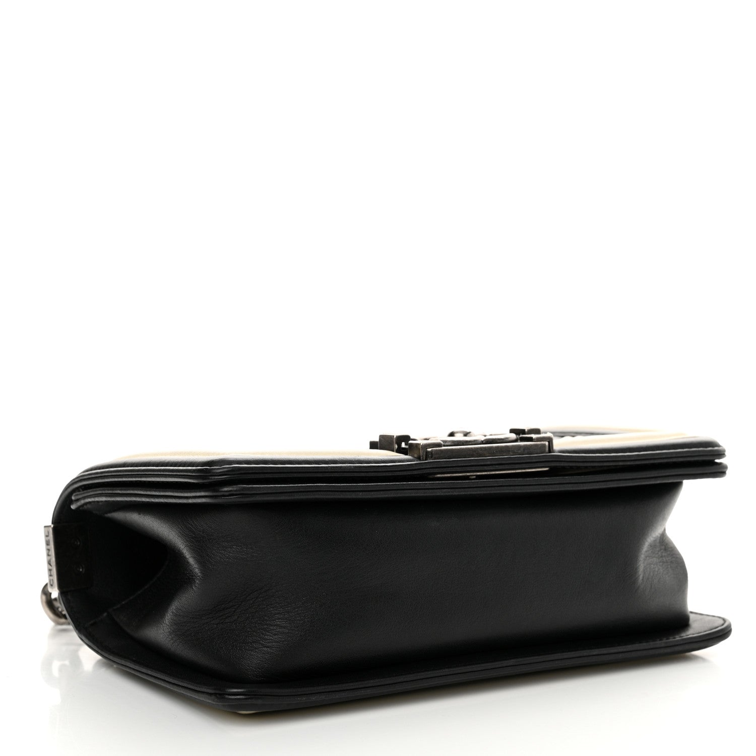Chanel Calfskin Pleated Small Boy In Rome Flap Black White 4 of 15