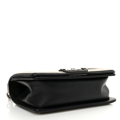 Chanel Calfskin Pleated Small Boy In Rome Flap Black White 4 of 15